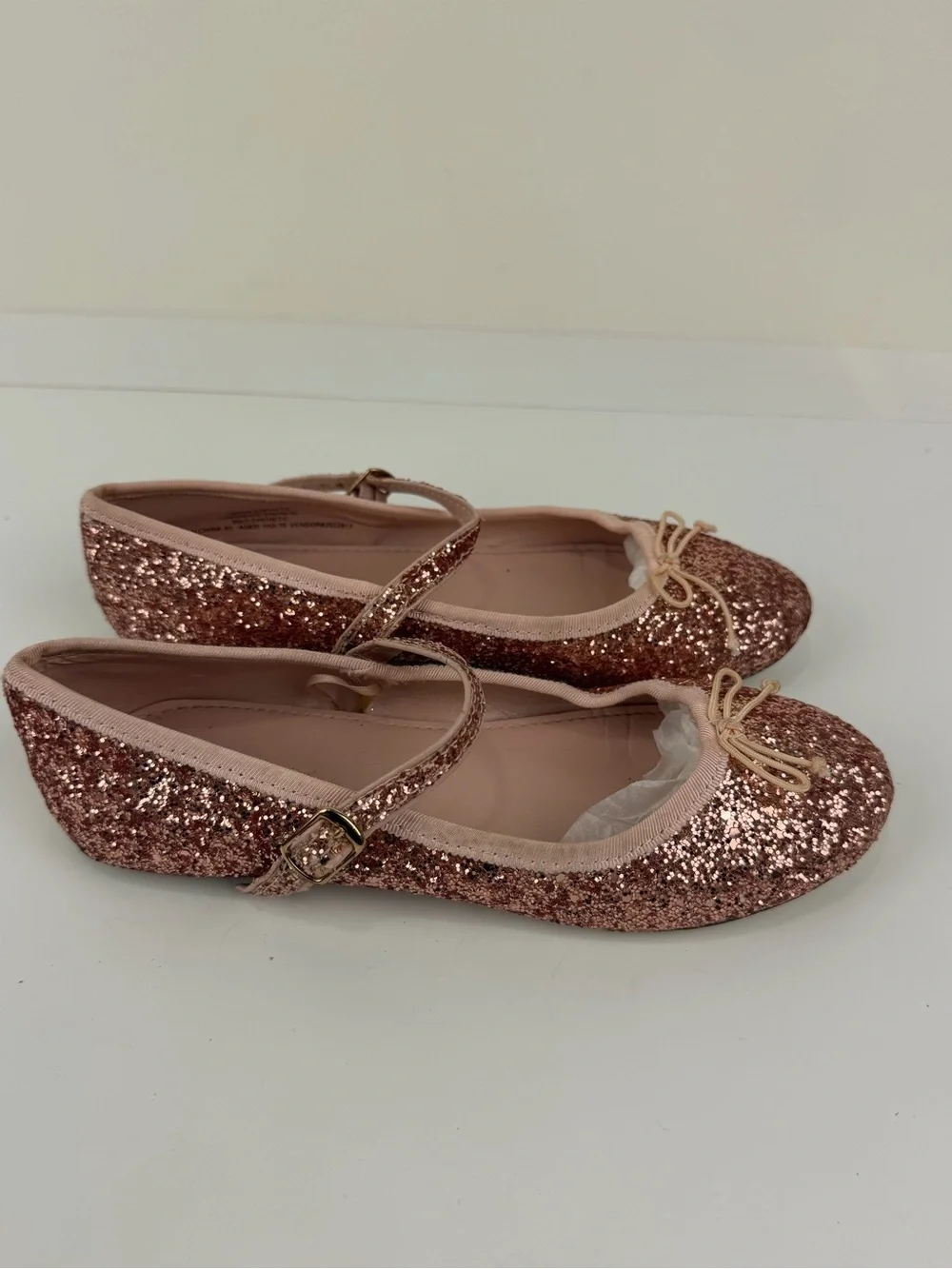 J.Crew Cuts Rose Gold Glitter Mary Jane Ballet Flats Kids Size 3